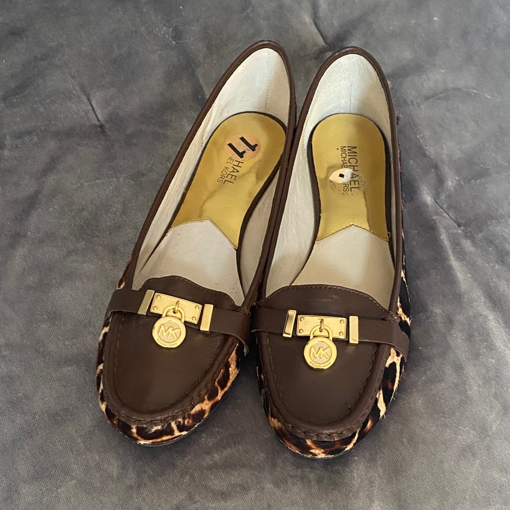 Michael Kors Brown and Leopard Print Loafers